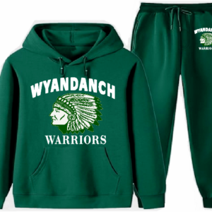 WYANDANCH WARRIOR~2 Pc Hoodie Set~Green & White