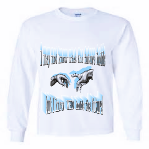 "FUTURE" Long Sleeve Tee in White With Blue