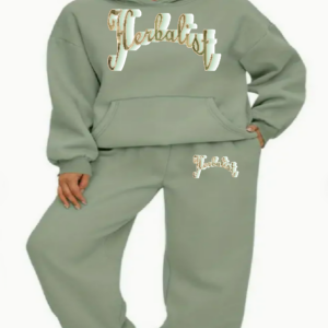 "HERBALIST" ~ 2PC HOODIE SET In Kahki Green
