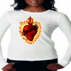 "BURNING SACRED HEART" Tee~In White