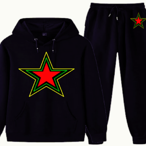 "BLACK STAR" ~ 2PC HOODIE SET - In Black
