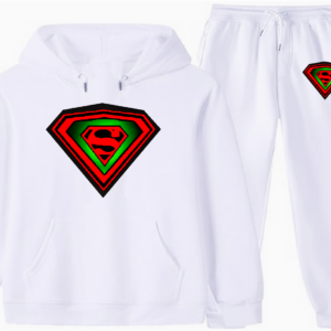 "BLACK SUPERMAN" ~ 2PC HOODIE SET - In White